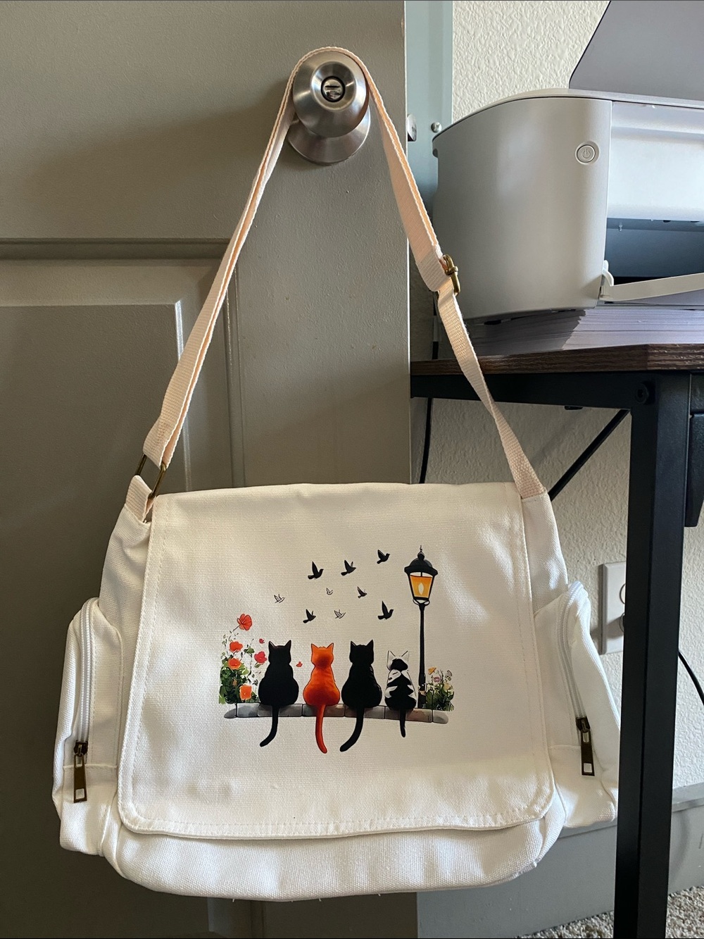 Women’s Cat Canvas Crossbody Messenger Bag